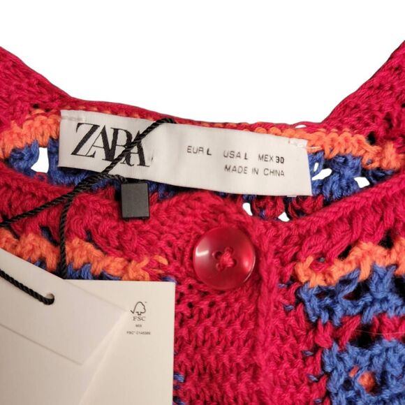 Zara NEW Colorful Granny Square Crochet Cotton Lightweight Tank Top Grandmacore - Picture 7 of 11